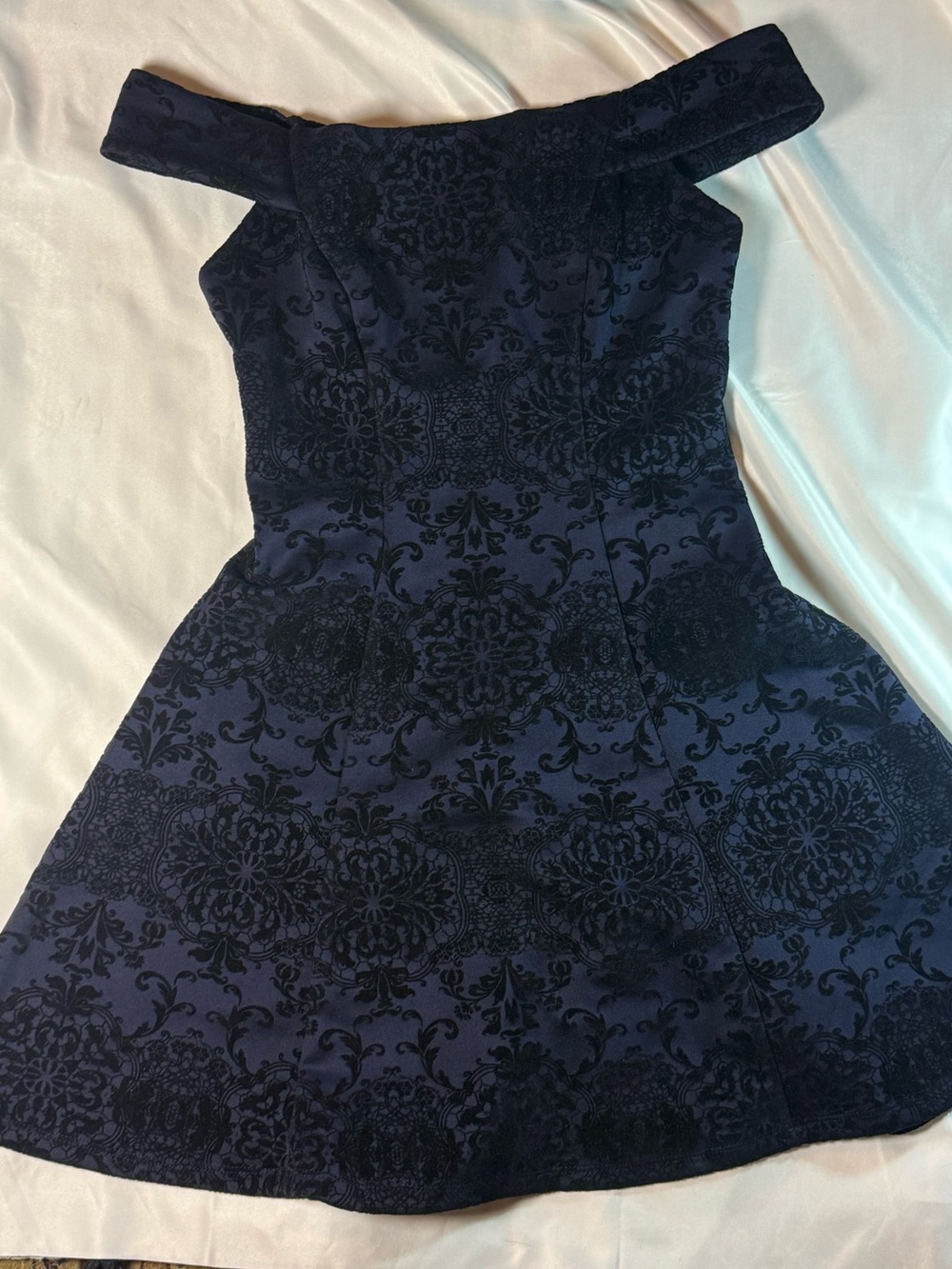 Vintage style blue and black cocktail dress